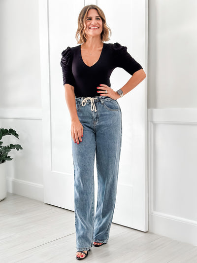 Drawstring Denim Pants
