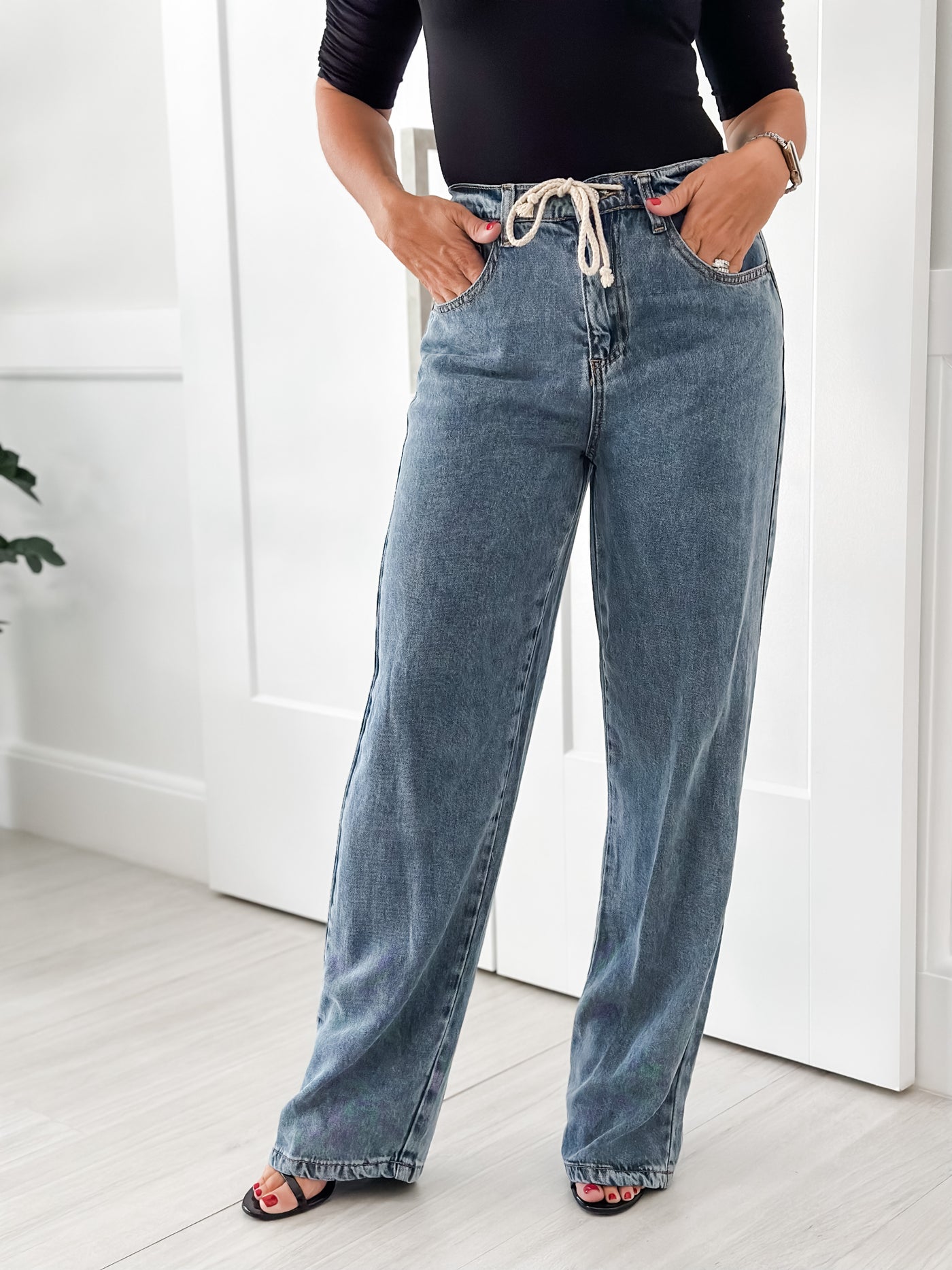 Drawstring Denim Pants