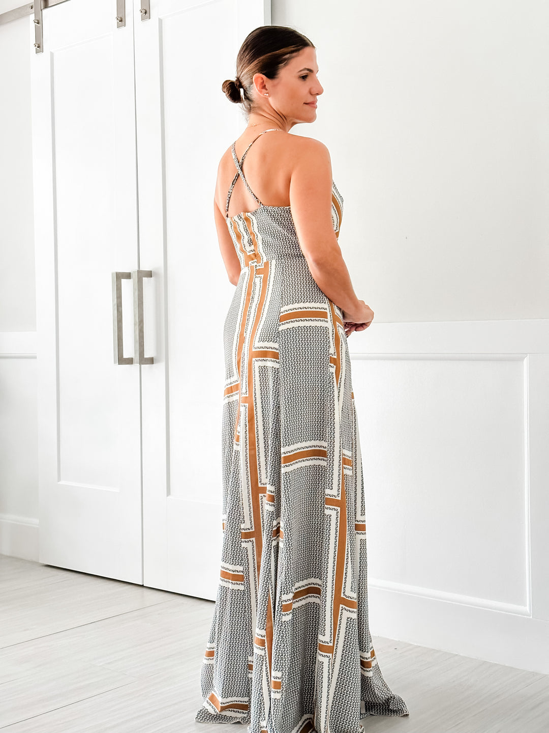 Camel Cowl Neck Maxi Dress