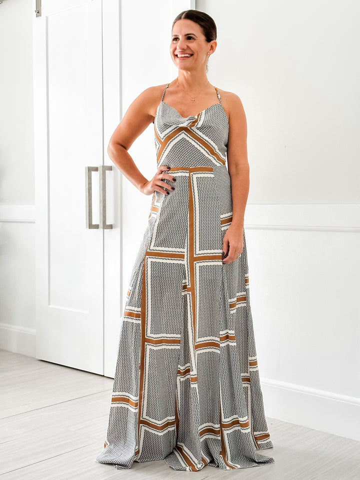 Camel Cowl Neck Maxi Dress