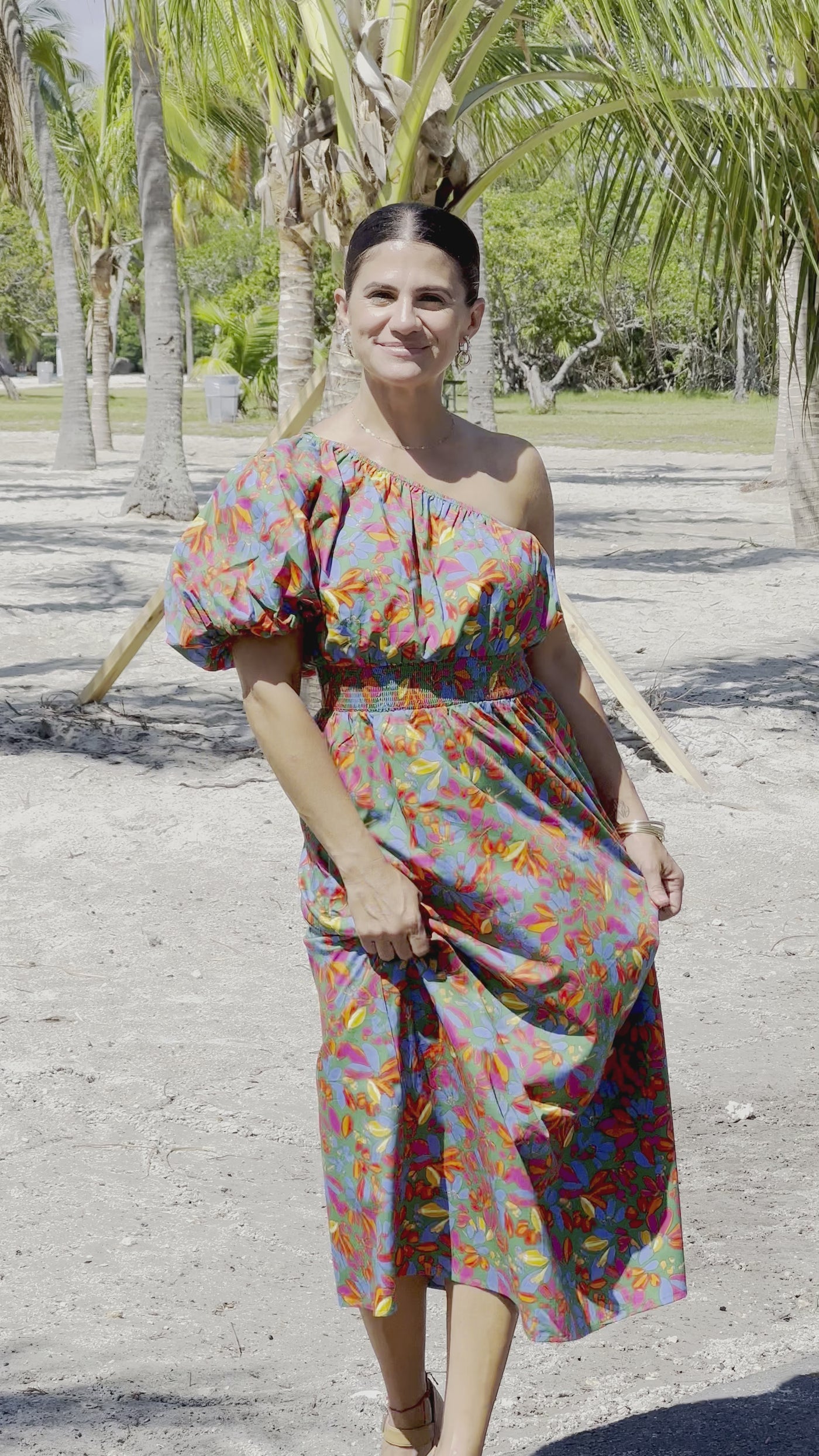 Tropics Bridgette One Shoulder Midi Dress