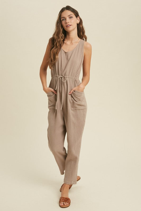 Self-Tie Back Jumpsuit - Shop Habb