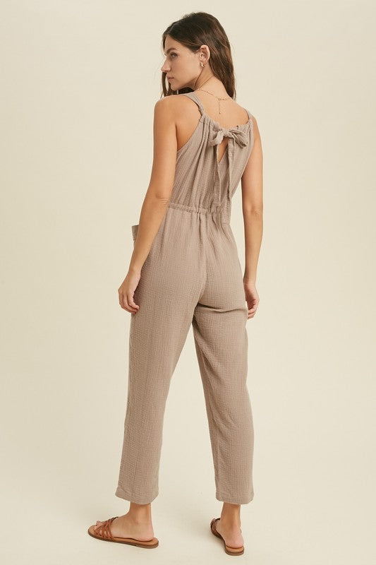 Self-Tie Back Jumpsuit - Shop Habb