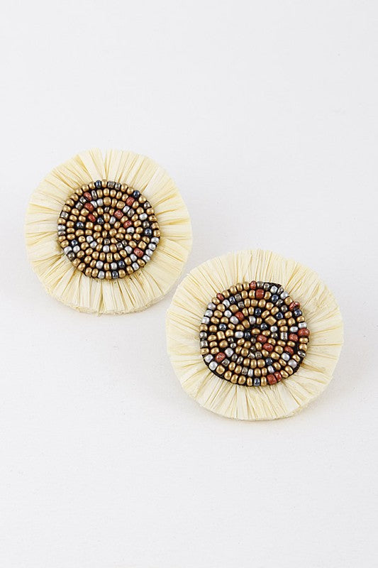 Beaded Flower Fringe Stud Earrings - Shop Habb