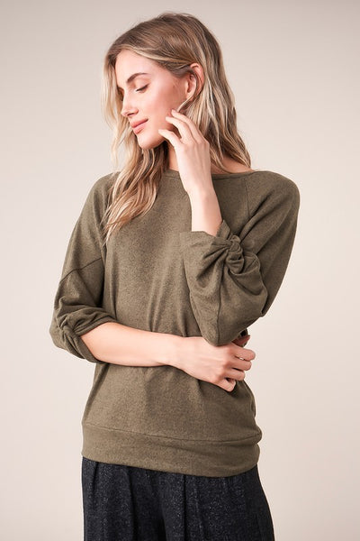 Olive Long Sleeve Knit Top - Shop Habb