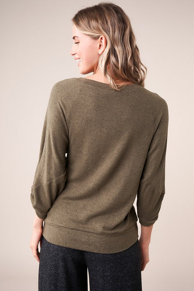 Olive Long Sleeve Knit Top - Shop Habb