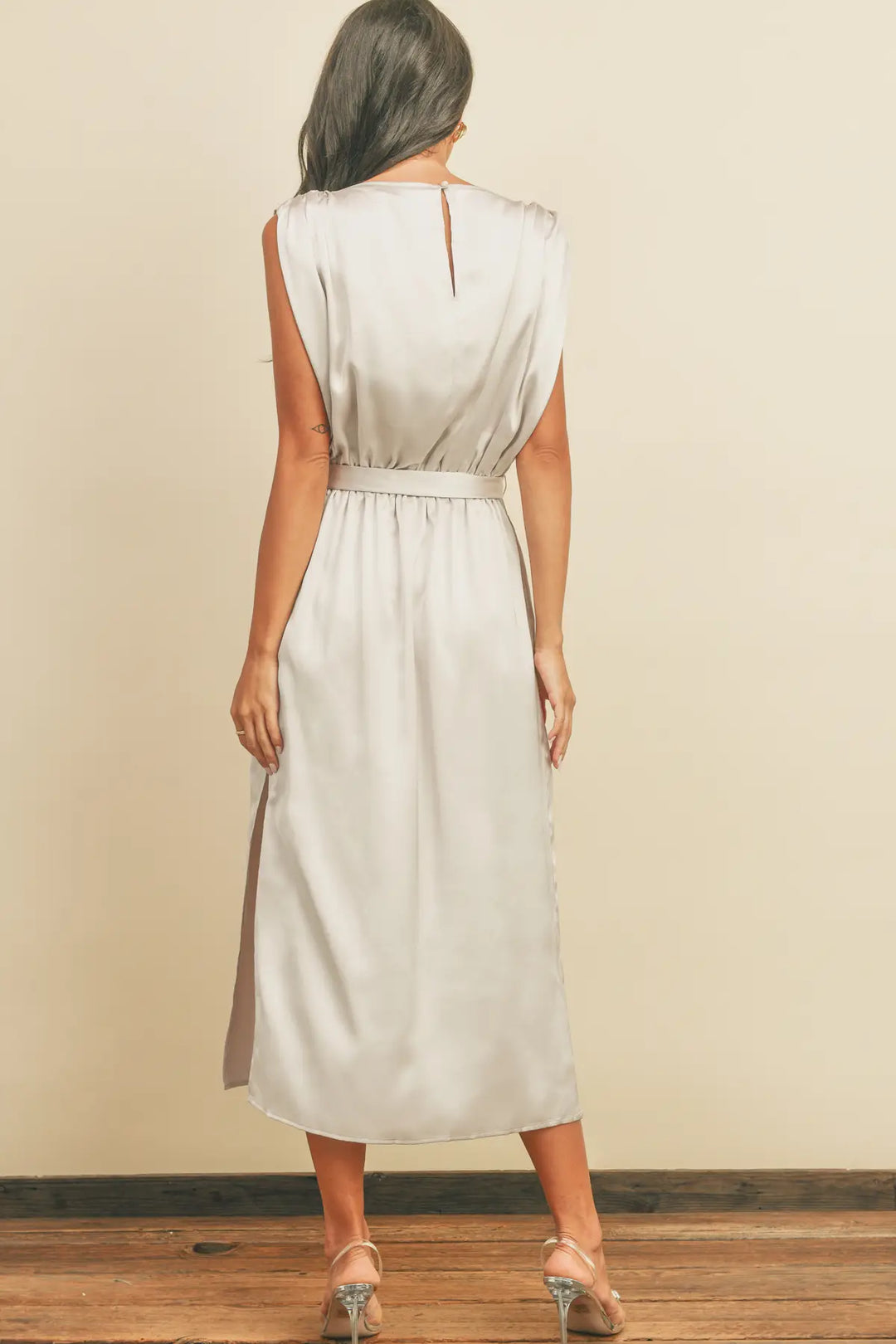 Draped Satin Slip Dress