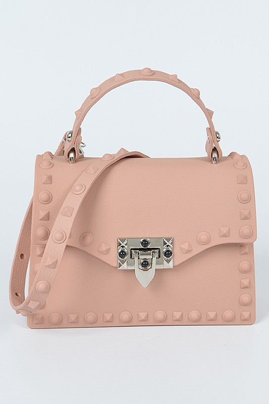 Pink Studded Jelly Crossbody Bag - Shop Habb