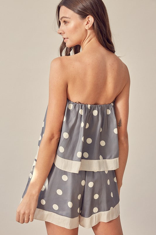 Sleeveless Ruffle Polk Dot Romper - Shop Habb