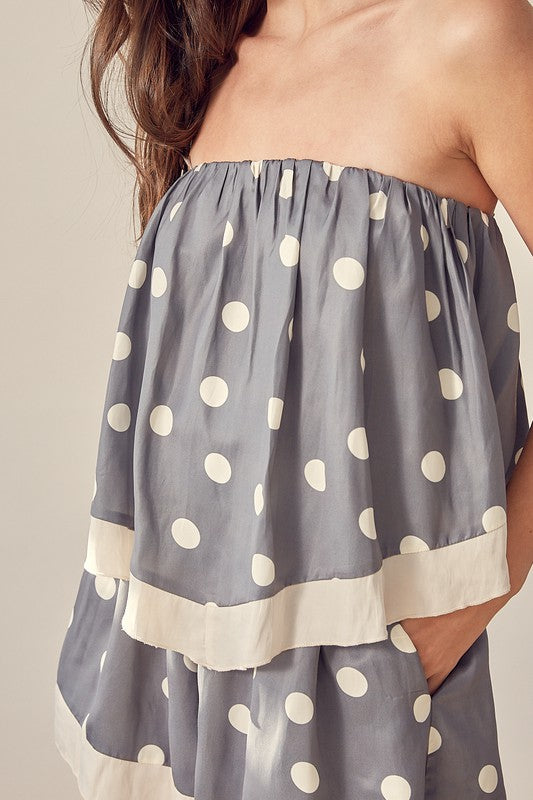 Sleeveless Ruffle Polk Dot Romper - Shop Habb