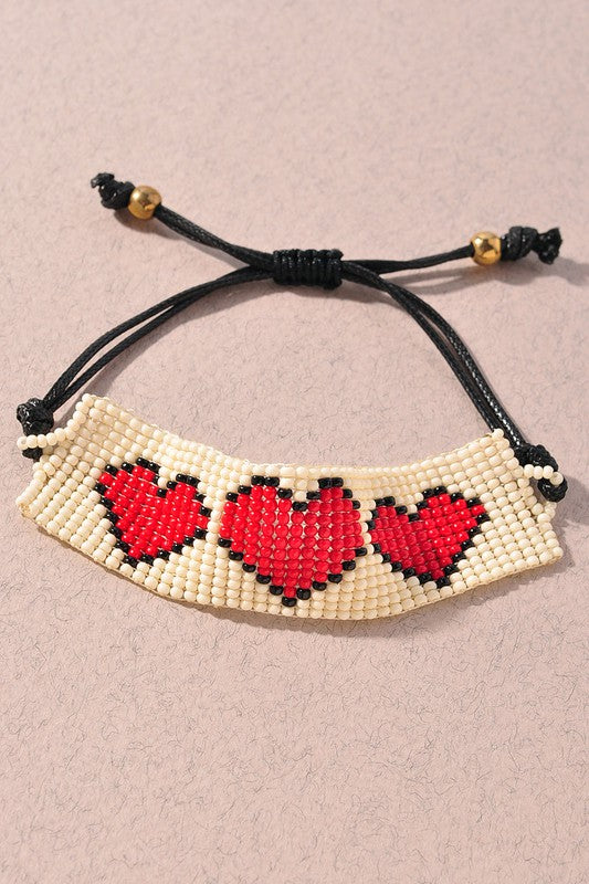 Triple Heart Beaded Bracelet - Shop Habb