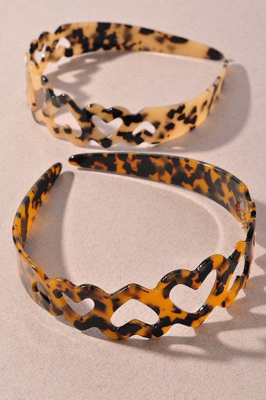 Classic Heart Tortoise Shell Print Headband - Shop Habb