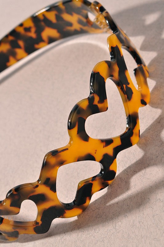 Classic Heart Tortoise Shell Print Headband - Shop Habb