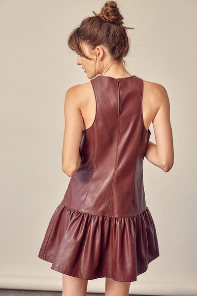 Leather Ruffle Dress - Shop Habb