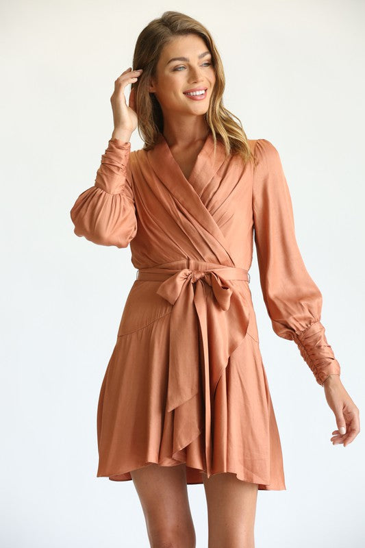 Clay Wrap Mini Dress - Shop Habb