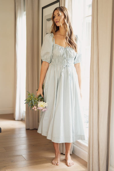 Dusty Blue Midi Dress - Shop Habb