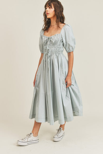 Dusty Blue Midi Dress - Shop Habb