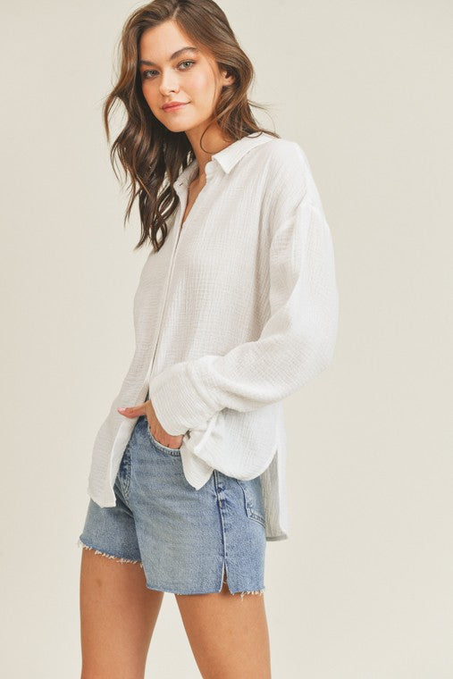 Oversized Button Up Shirt - Shop Habb