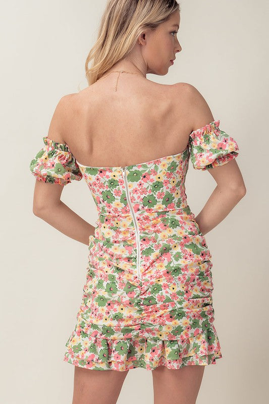Floral Twist Front Dress - Shop Habb
