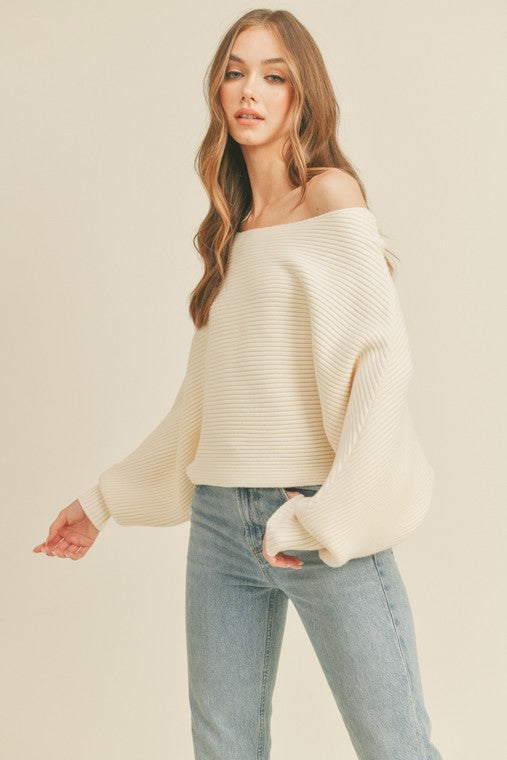 Ribbed One Shoulder Sweater
