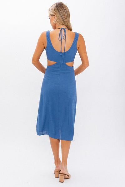 Blue Dream Sleeveless Cut Out Midi Dress
