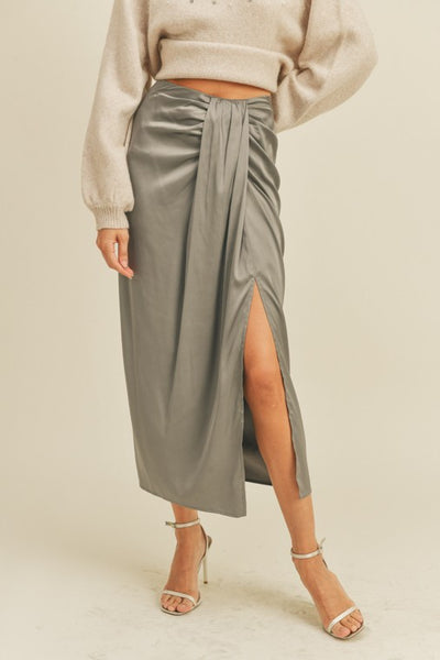 Shitake Gray Ruched Draped Skirt