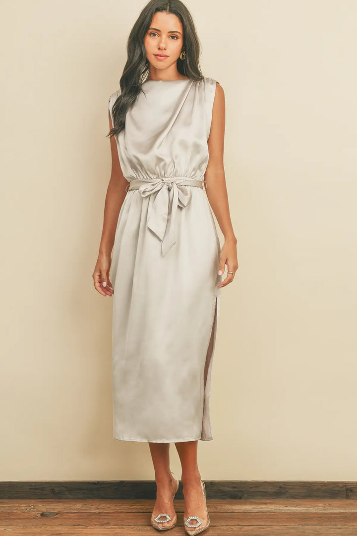 Draped Satin Slip Dress