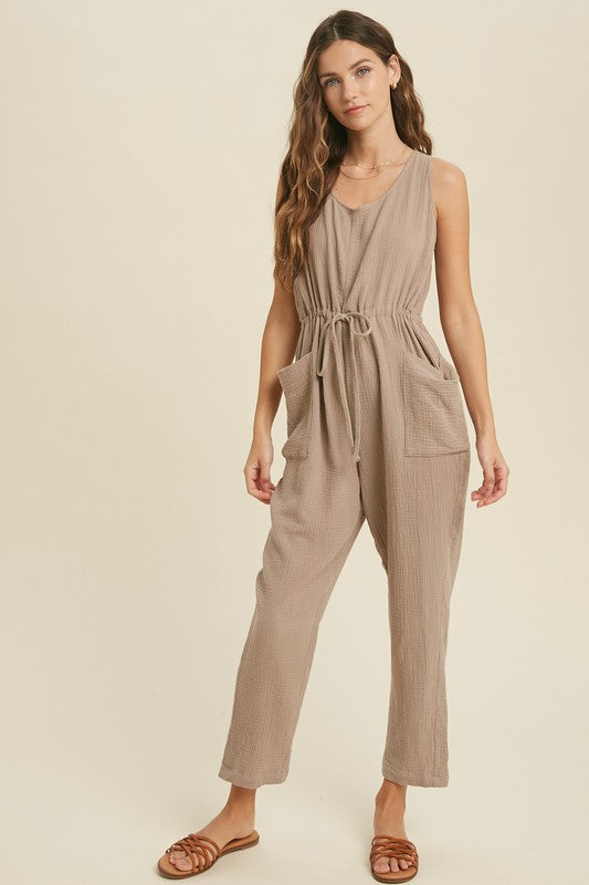 Self-Tie Back Jumpsuit - Shop Habb