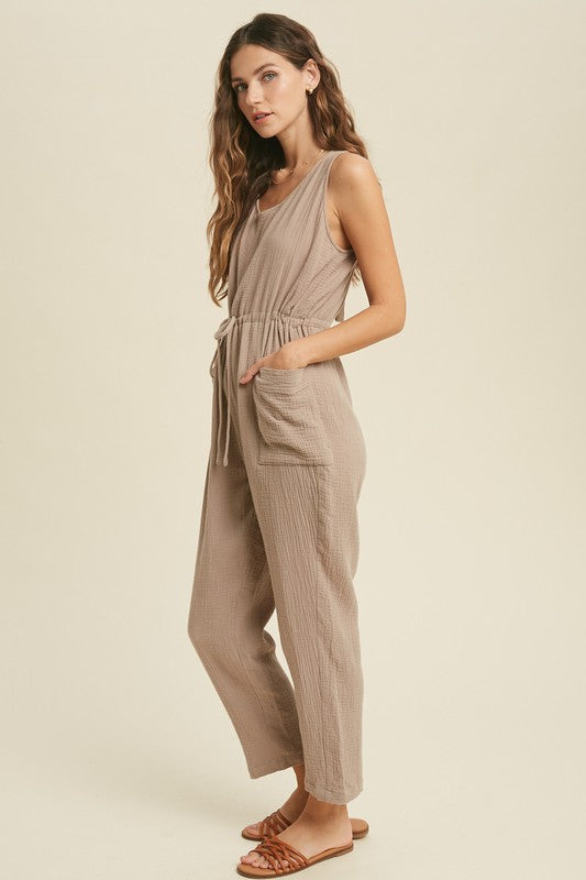 Self-Tie Back Jumpsuit - Shop Habb