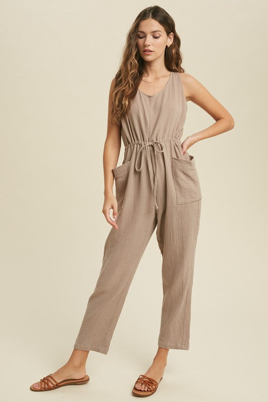 Self-Tie Back Jumpsuit - Shop Habb