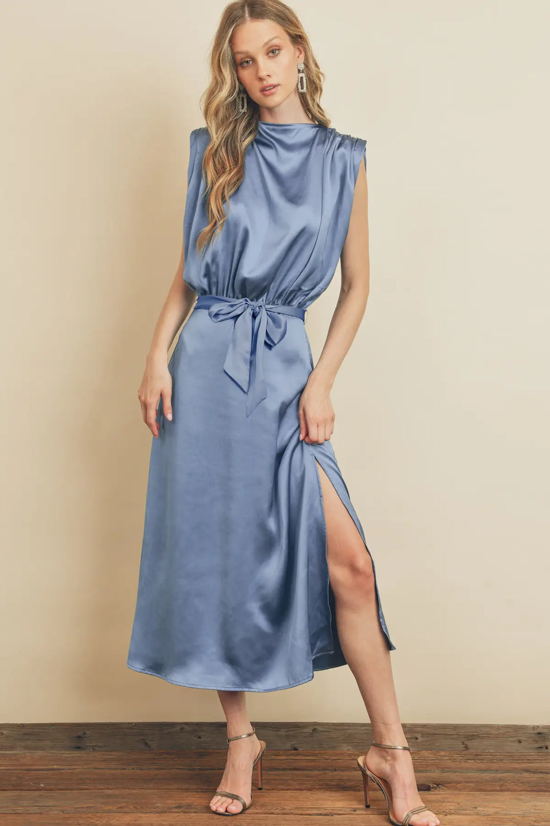 Draped Satin Slip Dress