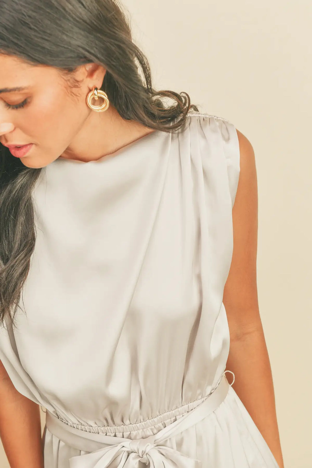 Draped Satin Slip Dress