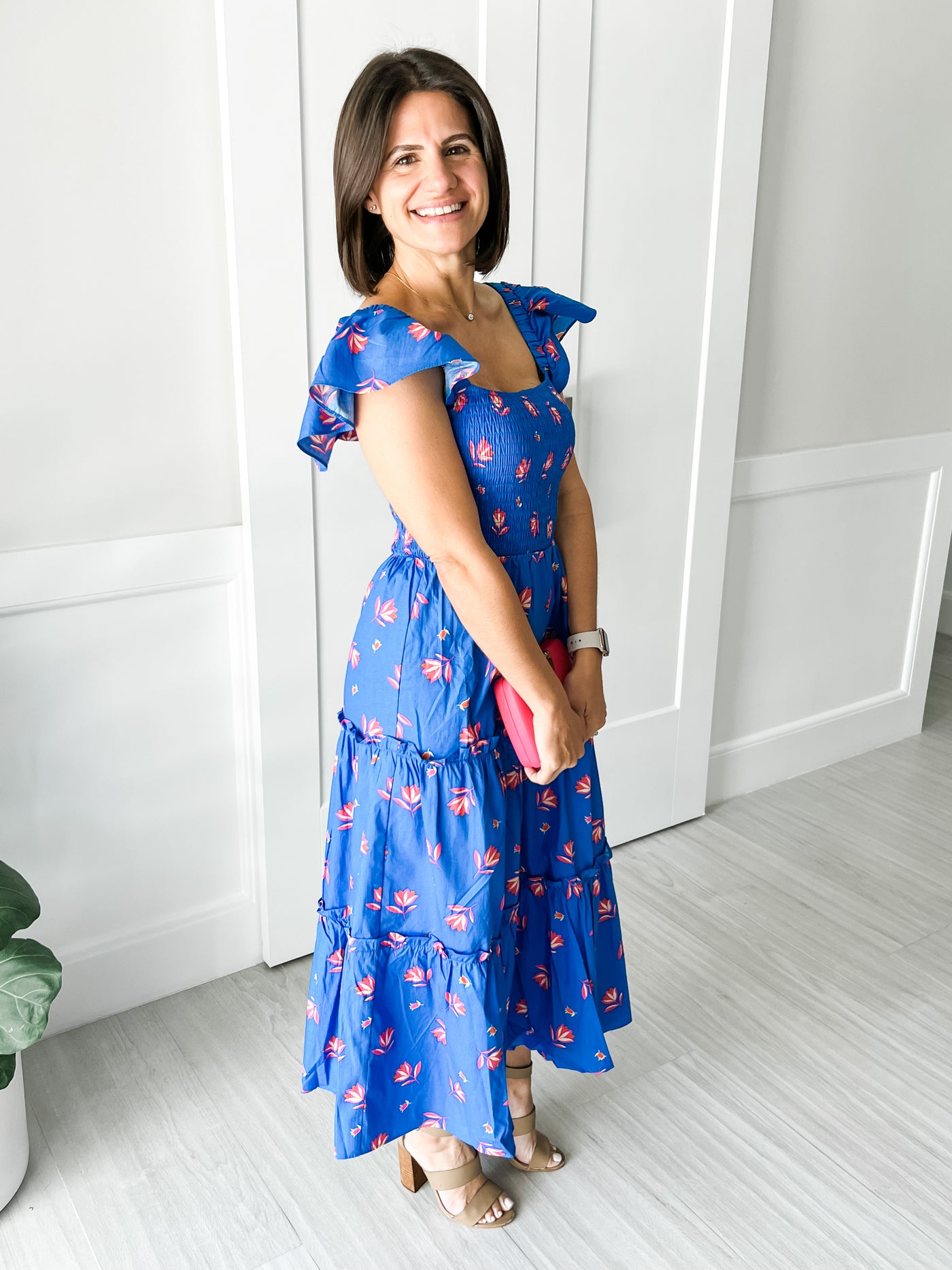 Floral Lou Smocked Tiered Midi Dress