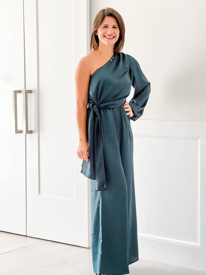 Satin One Shoulder Jumpsuit