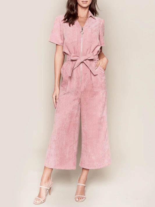 Women's Mauve Pink Corduroy Utility Jumpsuit - Shop Habb