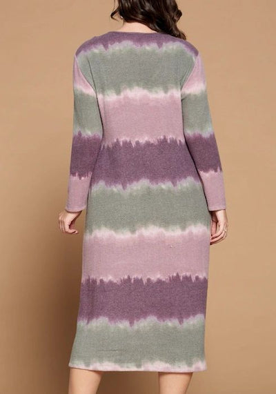 Plus Size Tie Dye Wrap Midi Dress - Shop Habb