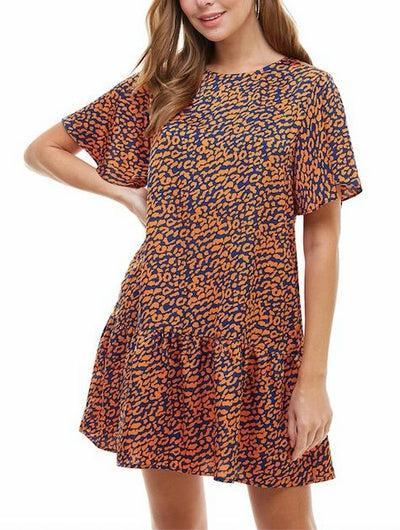 Orange Leopard Print Dress - Shop Habb