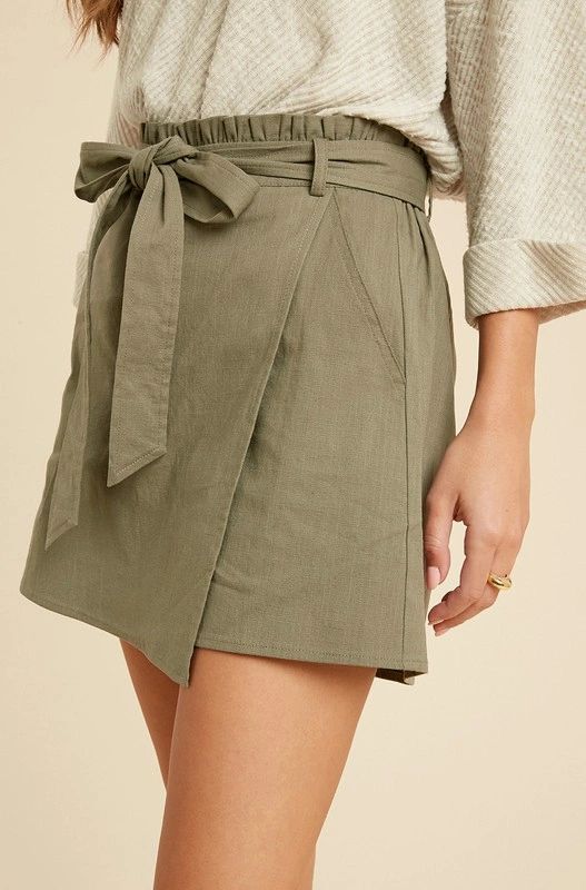 Womens Olive Green Wrap Skort - Shop Habb