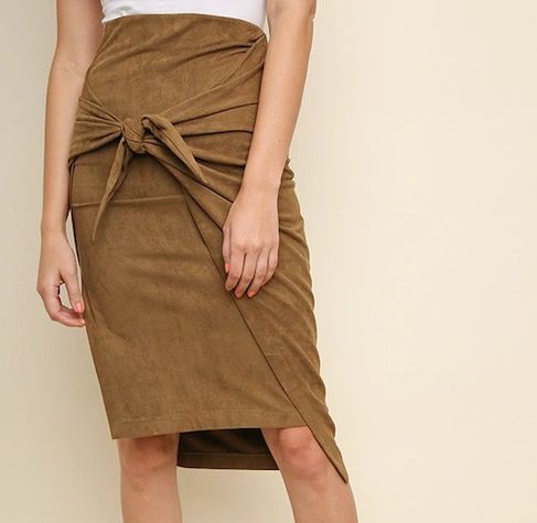 Sade Walnut Brown Faux Suede Skirt - Shop Habb