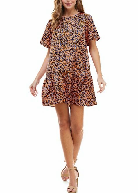 Orange Leopard Print Dress - Shop Habb